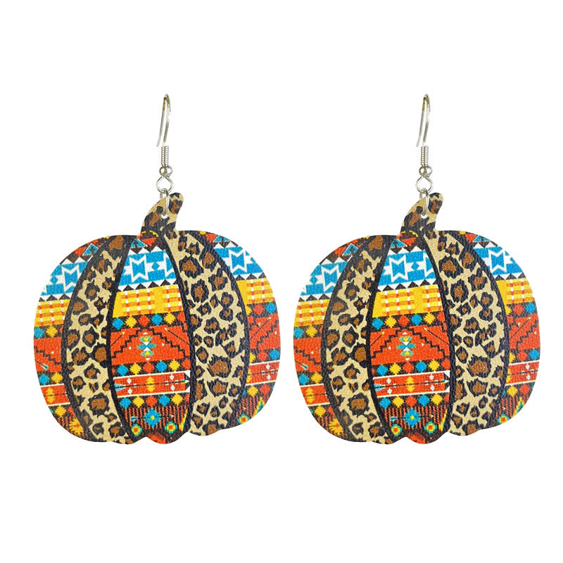 Wholesale 2 Pairs/pack Pumpkin Collection Halloween Leather Earrings